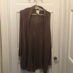 Tan long sleeve open front sweater